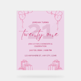 Einladung zum ganzen Rosa Geburtstag Acrylschild