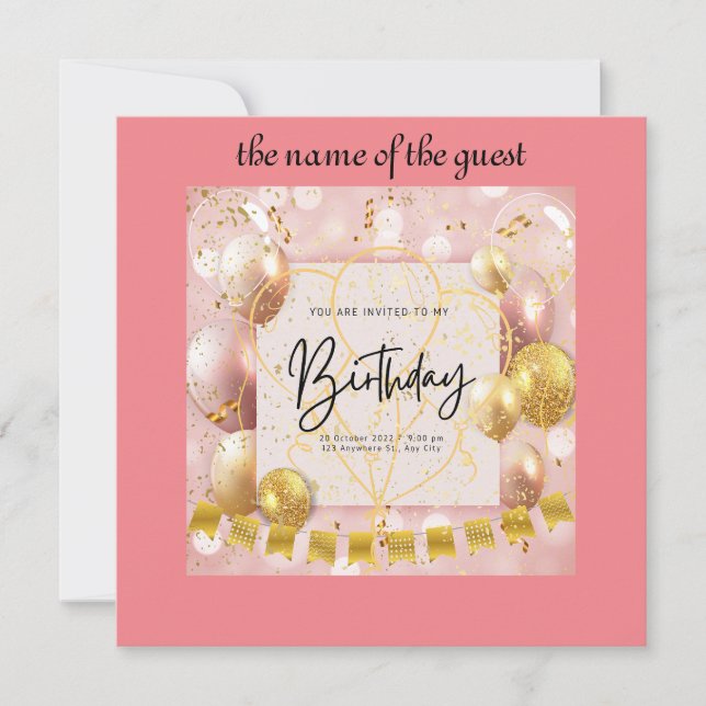 Einladung zum Geburtstag (Vorderseite)