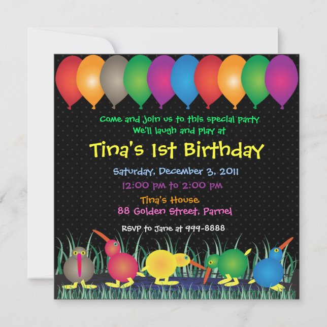 Einladung zum Geburtstag: 010 Kiwi (Vorderseite)