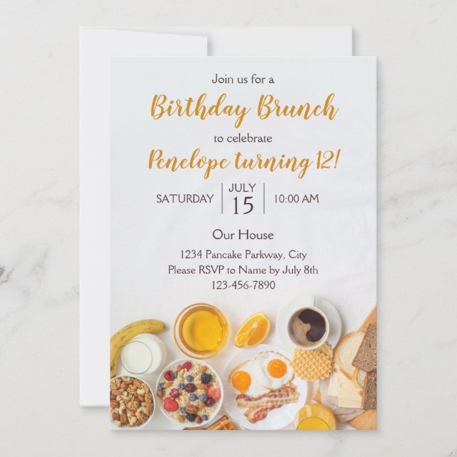 Einladung zum Geburtstag Brunch (Vorderseite)