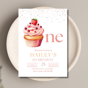 Einladung zum Geburtstag Cupcake, Mädchen 1. Gebur