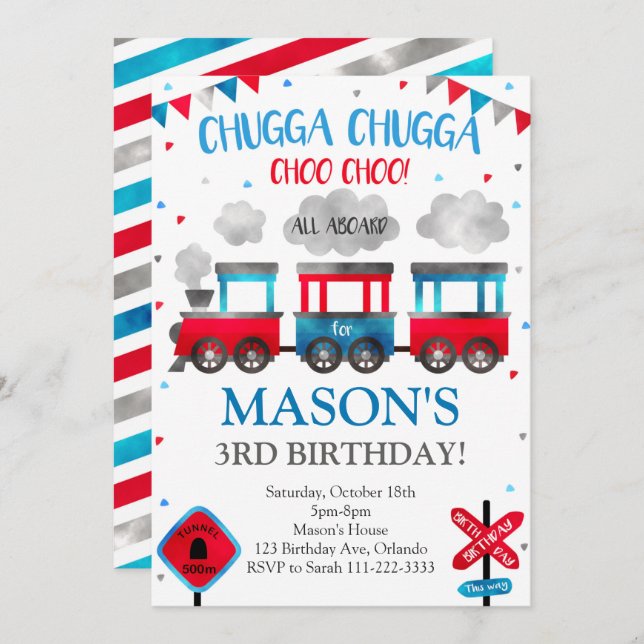 Einladung zum Geburtstag der Eisenbahn, Einladung  (Vorne/Hinten)