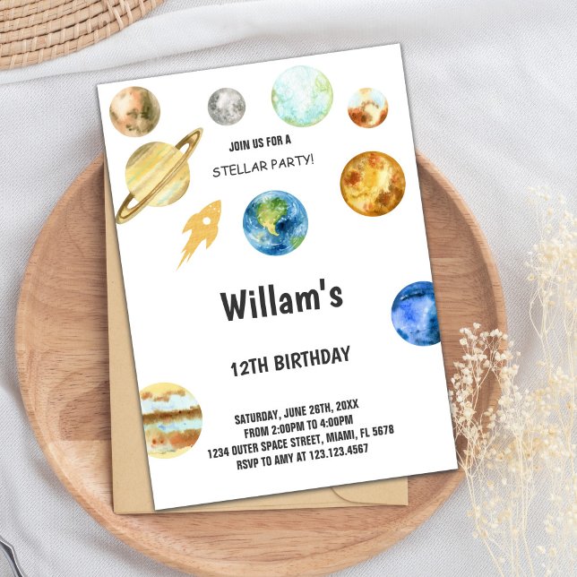 Einladung zum Geburtstag der Rakete Weltraum (Rocket Outer Space Birthday Invitations)