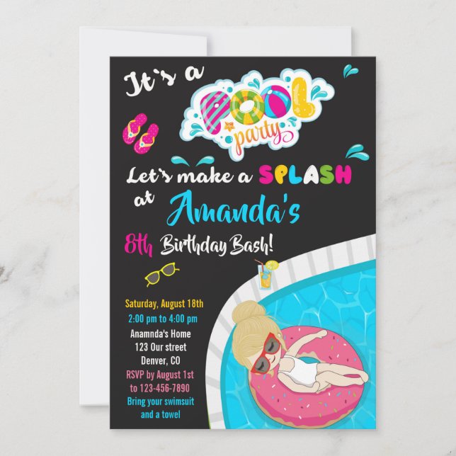 Einladung zum Geburtstag der Wasserrutsche Schwimm (Vorderseite)