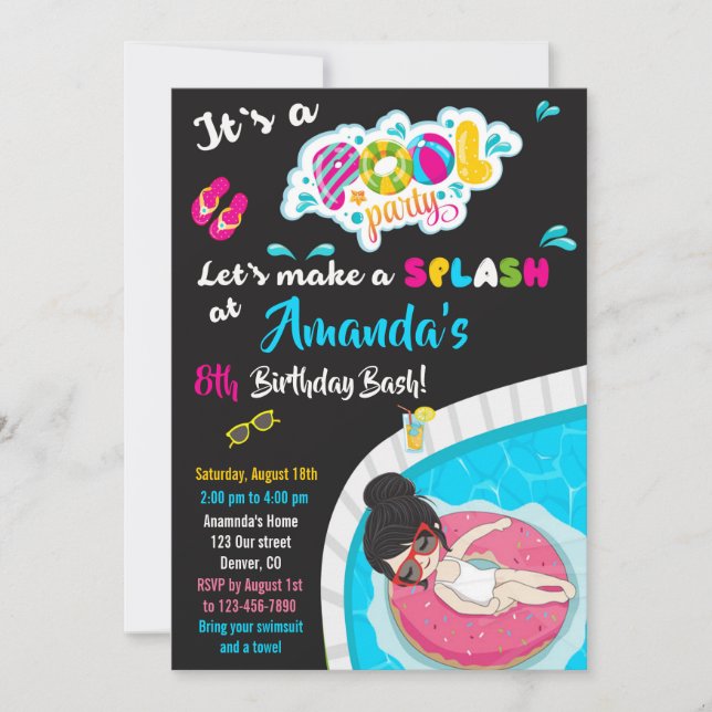 Einladung zum Geburtstag der Wasserrutsche Schwimm (Vorderseite)
