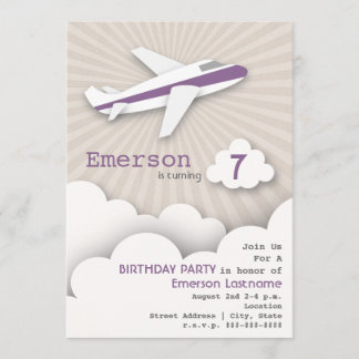Einladung zum Geburtstag des Flugzeugs - Lila