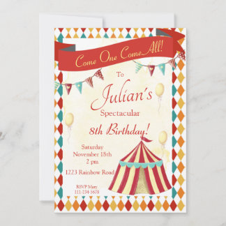 Einladung zum Geburtstag des Zirkus, bearbeitbarer