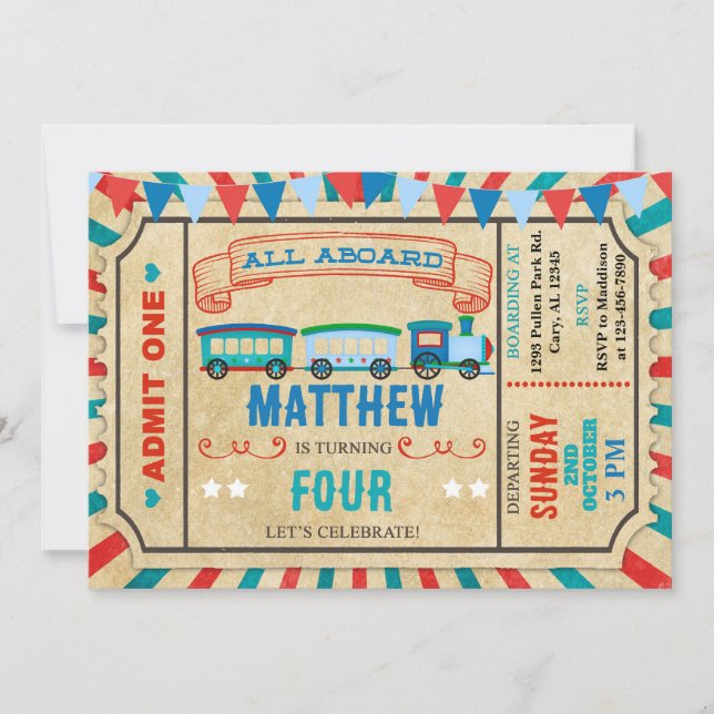 Einladung zum Geburtstag des Zugfahrers. (Vorderseite)