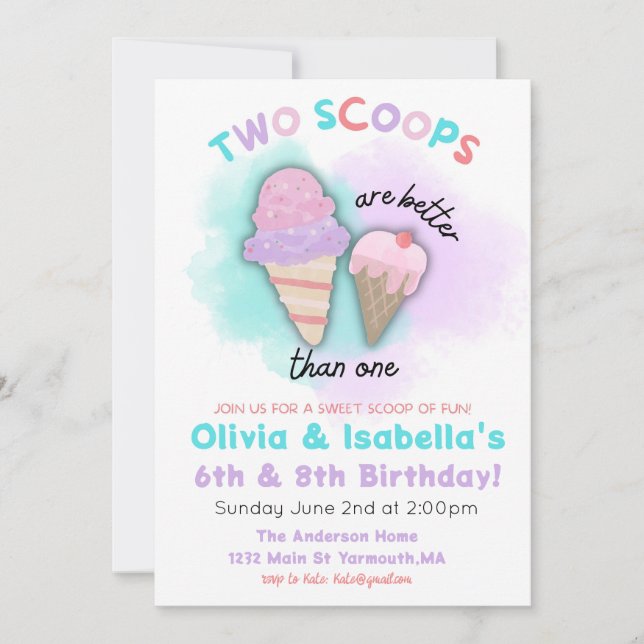 Einladung zum Geburtstag, Doppelgeburt (Vorderseite)