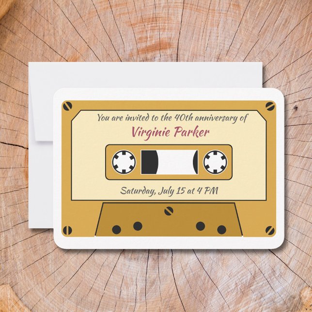 Einladung zum Geburtstag einer Kassette (Cassette Tape Birthday Invitation)