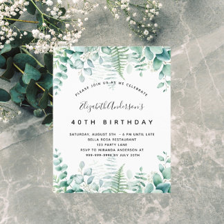 Einladung zum Geburtstag eines Eukalyptus-Grüns