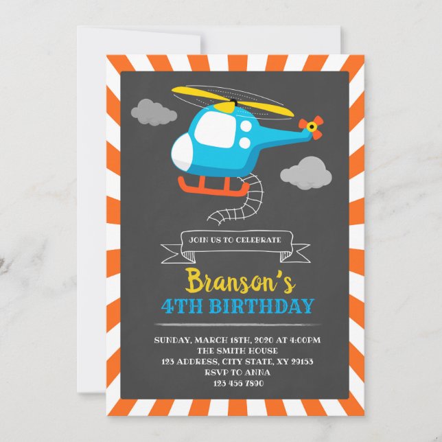 Einladung zum Geburtstag eines Hubschraubers (Vorderseite)