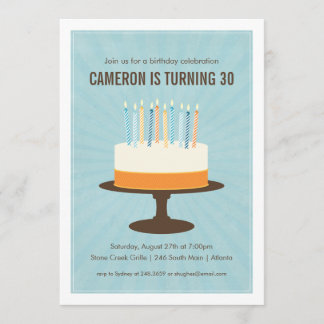 Einladung zum Geburtstag eines klassischen Cake