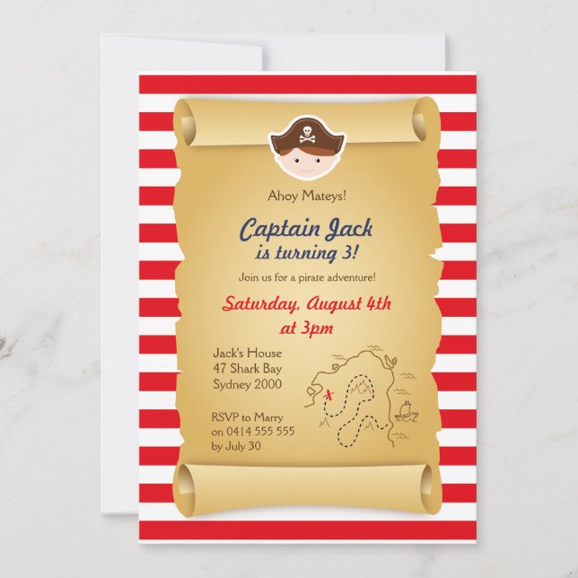 Einladung zum Geburtstag eines Piraten - Vertikal (Vorderseite)