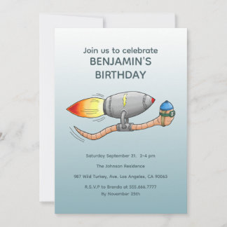 Einladung zum Geburtstag eines Speedy Rocket Worms