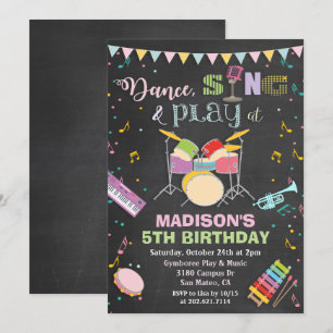 EINLADUNG ZUM GEBURTSTAG FÜR MÄDCHEN MIT MUSIK - K