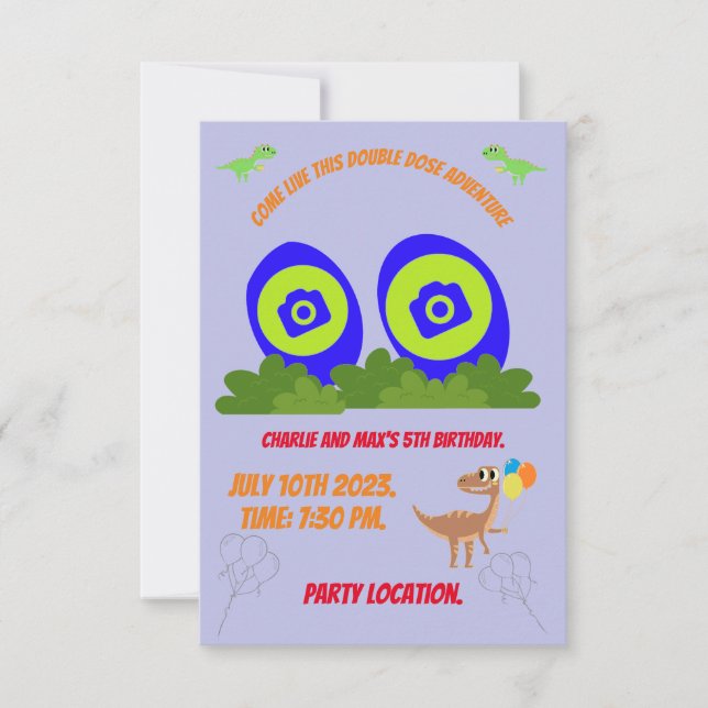 Einladung zum Geburtstag für Zwillingsbrüder. (Vorderseite)