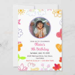 Einladung zum Geburtstag, gelb und Lila