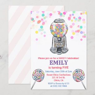 EINLADUNG ZUM GEBURTSTAG - Gumball Süßigkeiten für