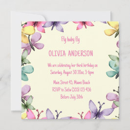 Einladung zum Geburtstag im fröhlichen, quadratisc