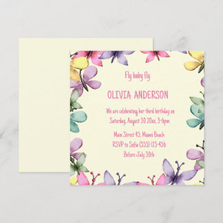 Einladung zum Geburtstag im fröhlichen, quadratisc