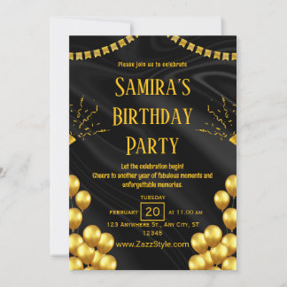 Einladung zum Geburtstag in Schwarz und Gelb