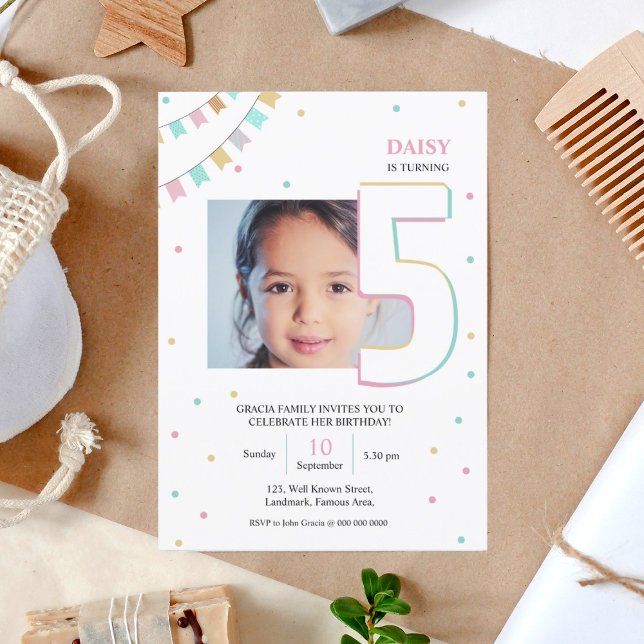 Einladung zum Geburtstag | Jahr (birthday card invite , custom personalized birthday invitation card for kids , 5 year old , boy girl)