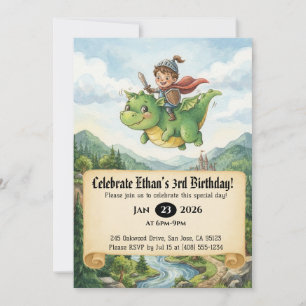 Einladung zum Geburtstag: Kleiner Ritter auf einem