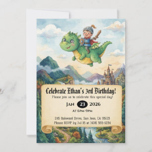 Einladung zum Geburtstag: Kleiner Ritter auf einem