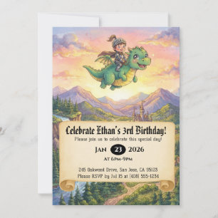 Einladung zum Geburtstag: Kleiner Ritter auf einem