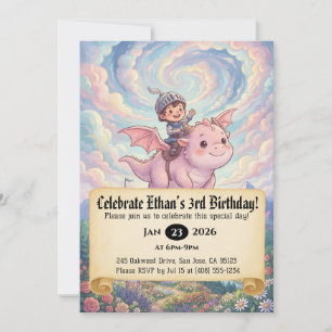 Einladung zum Geburtstag: Kleiner Ritter auf einem