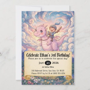 Einladung zum Geburtstag: Kleiner Ritter auf einem