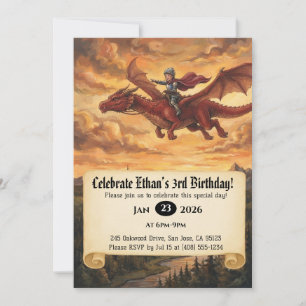Einladung zum Geburtstag: Kleiner Ritter auf einem