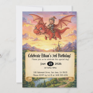Einladung zum Geburtstag: Kleiner Ritter auf einem