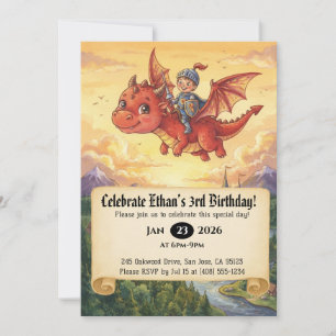Einladung zum Geburtstag: Kleiner Ritter auf einem