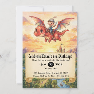 Einladung zum Geburtstag: Kleiner Ritter auf einem