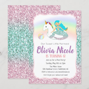 EINLADUNG ZUM GEBURTSTAG - Meerjungfrau Glitter fü