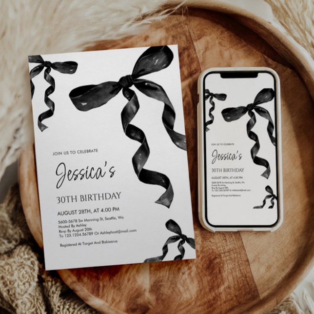 Einladung zum Geburtstag mit Black Bow (Von Creator hochgeladen)