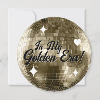 Einladung zum Geburtstag mit goldenem Disco Ball