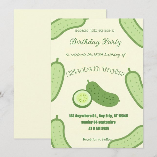 Einladung zum Geburtstag mit Gurken und Dill - Foo (Vorne/Hinten)