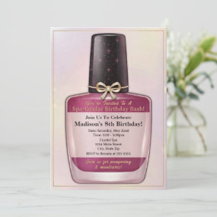 Einladung zum Geburtstag mit Nagellack zum Spa-Tag