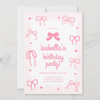Einladung zum Geburtstag mit rosa lustigem Schleif