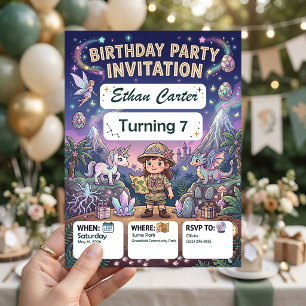 Einladung zum Geburtstag mit Schatzkarte anpassbar