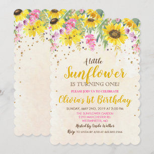 EINLADUNG ZUM GEBURTSTAG MIT SONNENBLUME FÜR JEDES