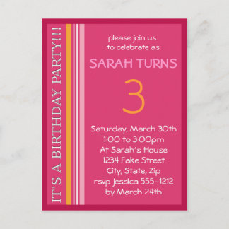 Einladung zum Geburtstag mit Streifen