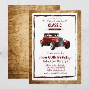 EINLADUNG ZUM GEBURTSTAG MIT VINTAGE-OLDTIMER FÜR 
