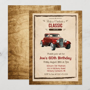 EINLADUNG ZUM GEBURTSTAG MIT VINTAGE-OLDTIMER FÜR