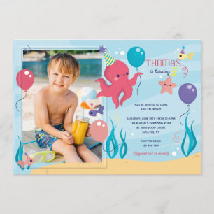 Einladung zum Geburtstag Octopus Foto