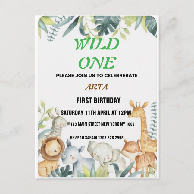 Einladung zum Geburtstag Postkarte (Vorderseite)