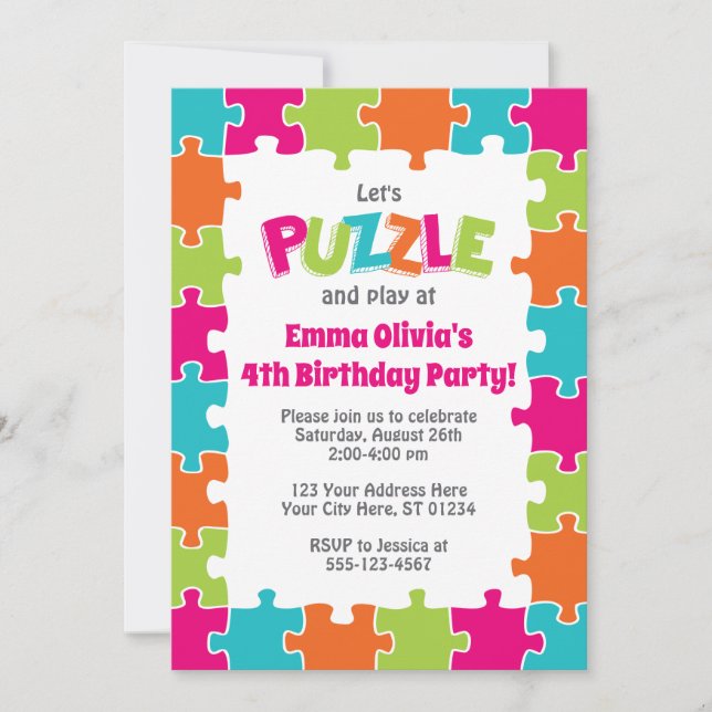 Einladung zum Geburtstag| Puzzle-Party (Vorderseite)